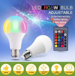 E27 หลอดไฟเปลี่ยนสี LED RGBW เปลี่ยนได้16สี 3//10/15W หลอดสมาร์ทแอมเพิลหรี่แสงได้พร้อมรีโมทคอนโทรล