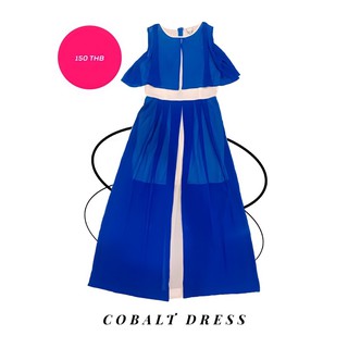 J05 COBALT DRESS เดรสสีน้ำเงิน pantone แขนกุด มีซับใน