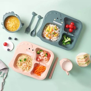 ชุดเซตชามข้าว จานข้าวเด็ก ถาดหลุม ชามข้าวเด็ก ถาดหลุมกินข้าว ช้อนส้อม--สินคาพร้อมส่ง--