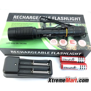 ชุดเซตไฟฉายซูม Ultrafire SL-280 28000W Cree XM-L T6 1200Lumens Flashlight 5 โหมด พร้อมแบตเตอรี่และเครื่องชาร์จ