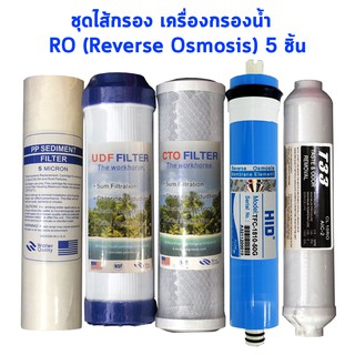 ชุดไส้กรองเครื่องกรองน้ำ  RO (Reverse Osmosis) 5 ชิ้น