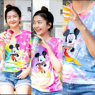 มิกกี้เม้าท์ เสื้อมัดย้อม สกรีนลายน่ารัก สีพาสเทลหวานๆๆๆ