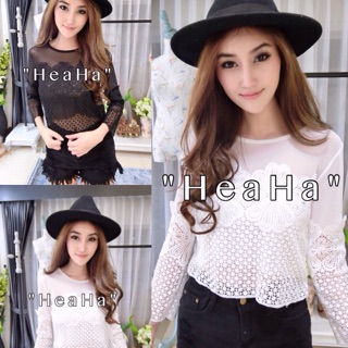 พร้อมส่ง   New" เสื้อแขนยาวลูกไม้+ตาข่ายเนื้อดีมากๆๆ วานสวยมากๆๆบอกได้คำเดียว ห้ามพลาดจ้าทรงใส่สบายๆ