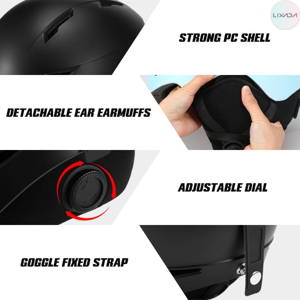Original Lixada หมวกกันน็อคพร้อมแว่นตาสําหรับเล่นสกีสโนว์บอร์ด