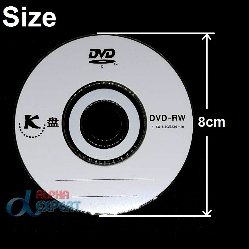 แผ่น Mini DVD-RW 1.4GB 30Min ขนาด 8cm ความเร็วในการเขียน 1-4x ใช้กับกล้อง Camcorder หรือใช้เก็บข้อมูล จำวน 1 แผ่น
