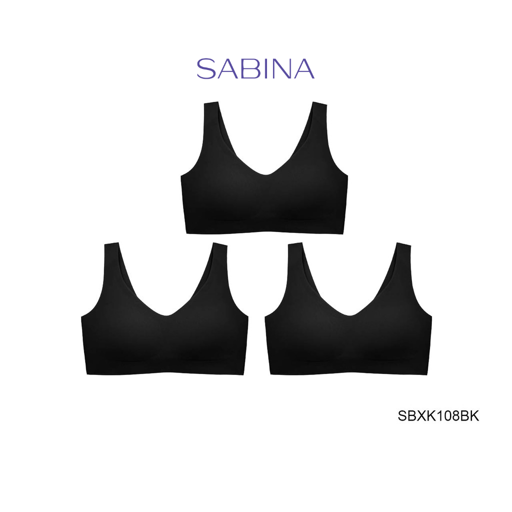 ซื้อ SABINA BRALESS เสื้อชั้นใน Seamless (Set 3 ชิ้น) (ไม่มีโครง) รุ่น Soft Collection รหัส SBXK108BK สีดำ