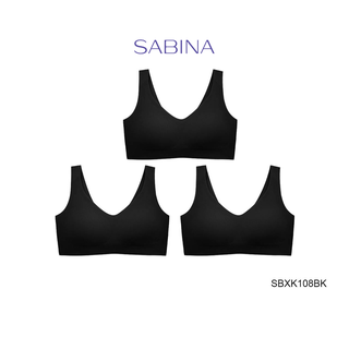 SABINA BRALESS เสื้อชั้นใน Seamless (Set 3 ชิ้น) (ไม่มีโครง) รุ่น Soft Collection รหัส SBXK108BK สีดำ