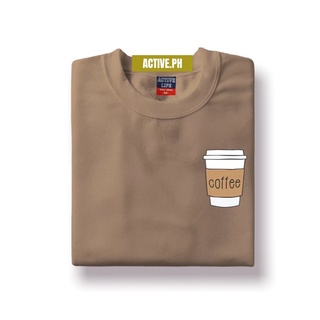 เสื้อสีขาว - COFFEE CUP เสื้อแถลงการณ์ความงาม/เสื้อยืดสไตล์มินิมอลของ Unisex