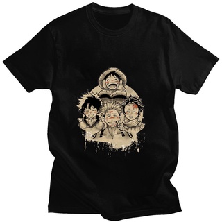 [100% Cotton] เสื้อยืดแขนสั้นลําลอง ผ้าฝ้าย ทรงหลวม ลายการ์ตูนอนิเมะ One Piece Jujutsu Kaisen My Hero Academia My Hero A