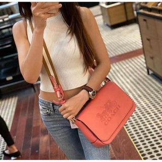 🎀 (สด-ผ่อน) กระเป๋าสะพาย ครอสบอดี้ฝาพับ สี Bright Coral JES MESSENGER COACH #F72703 #72703