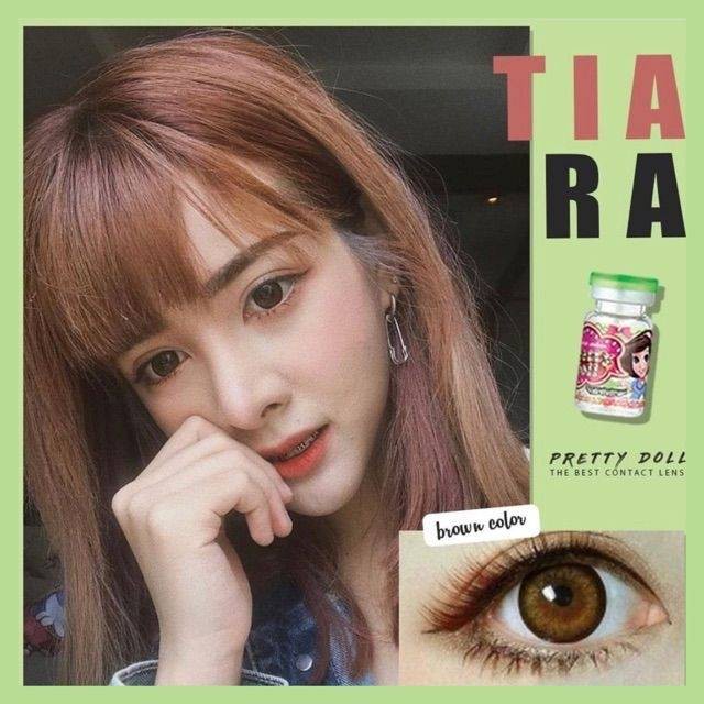 Tiara Brown (2) Pretty Doll บิ๊กอาย สีเทา เทา ขอบช็อคโก้ คอนแทคเลนส์ Bigeyes Contact Lens ค่าสายตา ส