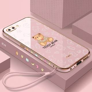 เคสโทรศัพท์มือถือ ซิลิโคน ขอบตรง ลายหมีเท็ดดี้ หรูหรา สําหรับ Oppo A7 Oppo A5S Oppo A12 Oppo A9 2020 Oppo A5 2020 Oppo A72 5G Oppo A73 5G