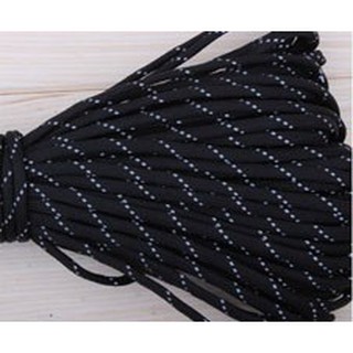 พาราคอร์ดสะท้อนแสง Paracord 4mm (black reflective effect) เชือกร่ม เชือกสนาม เชือกชูชีพ แข็งแรง สวยทน