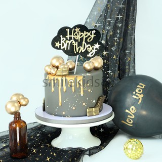 (พร้อมส่ง)ป้ายปักเค้ก ป้ายHAPPY BIRTHDAY BLACK CLOUD