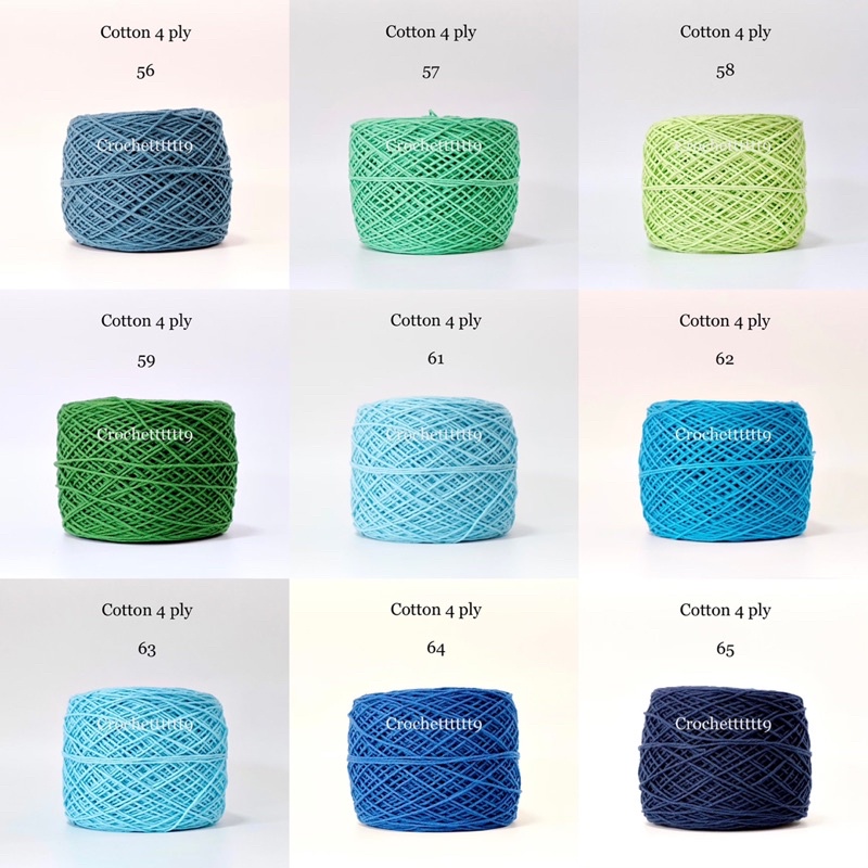 คอตตอน 4 ply ฝ้ายแท้ 100% ( โทนสีเหลือง-เขียว-ฟ้า-น้ำเงิน ) ราคา ถูกที่สุด ดีลบีเคเค แกลเลอรีภาพที่ 2