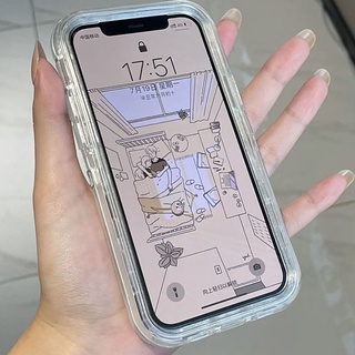 2in1 เคสโทรศัพท์มือถือแบบนิ่ม ใส หนา กันกระแทก สําหรับ iPhone 15 13 13Pro 14Promax 12 12Pro 12Promax 11 11Pro 11Promax XSMAX XR XS X 7