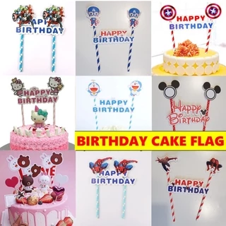 ป้ายปักเค้ก ป้ายปักเค้กกระดาษ ป้ายปักเค้กการ์ตูน hbd วันเกิดลายการ์ตูน happy birthday