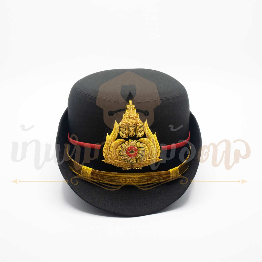 หมวกหม้อตาลทหารบกสีขี้ม้าเข้ม  ชั้นสัญญาบัตรนายร้อย  หน้าหมวกปักดิ้นทอง แถมซองสำหรับสั่งหมวกครบชุด*