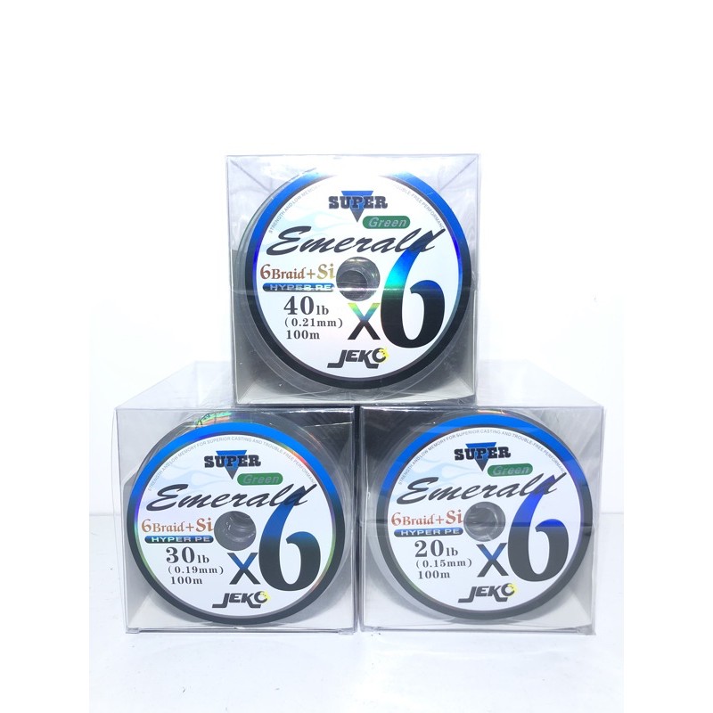 100m 20lb-40lb JEKO สายตกปลามรกต 6 Braid +Si Hyper Pe X6