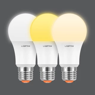 (3สีในหลอดเดียว) หลอด LED LAMPTAN 9 วัตต์ 3 in 1 color switch ขาว/ขาวกึ่งเหลือง/เหลือง E27