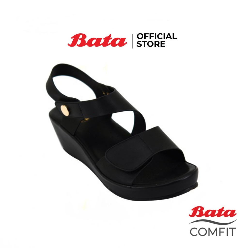 Bata COMFIT รองเท้าแฟชั่นหญิง SANDAL ส้นทึบแบบรัดส้น สีดำ รหัส 6616713