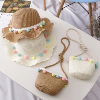 ขายดี พร้อมส่ง หมวกฟางกันแดด แบบพับได้ สําหรับเด็ก เดินทาง