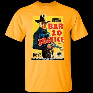 tshirtเสื้อยืดคอกลมฤดูร้อนขายดี เสื้อยืดลําลอง แขนสั้น พิมพ์ลาย Bar 20 Justice Hopalong Casidy William D Western Cow Pis