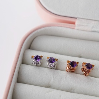 ต่างหู เพิ่มพลังบวก หิน Amethyst และ Citrine มินิมอลผสมเพชร Swarovski เหมาะมากกับนักเรียน นักศึกษา!