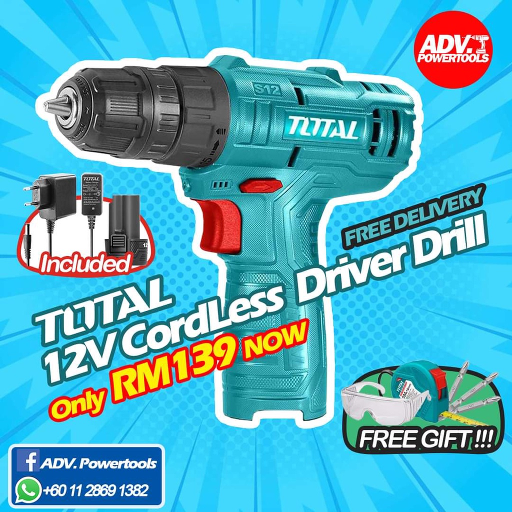 TOTAL 12V LI-ION สว่านไดรเวอร์ไร้สาย