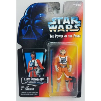 Star wars The Power of the Force POTF2 Red Card Luke Skywalker (X-Wing pilot) (long saber) 3.75"