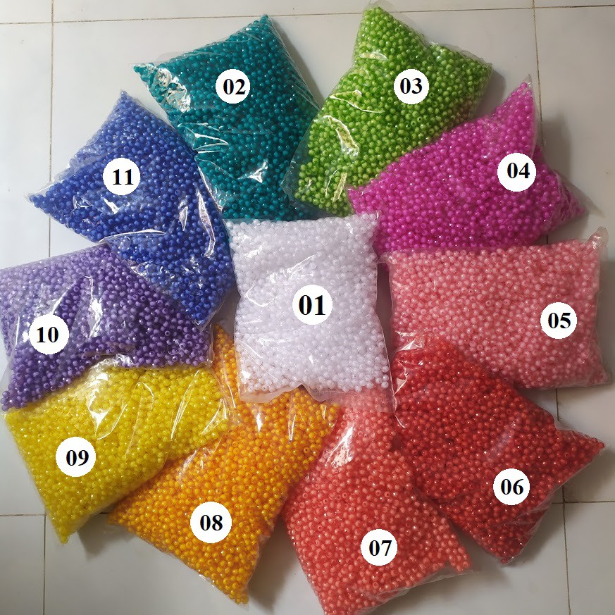 ลูกปัด 50gr 8mm พร้อมไส้ (ลูกปัดขุด) มีหลายสี
