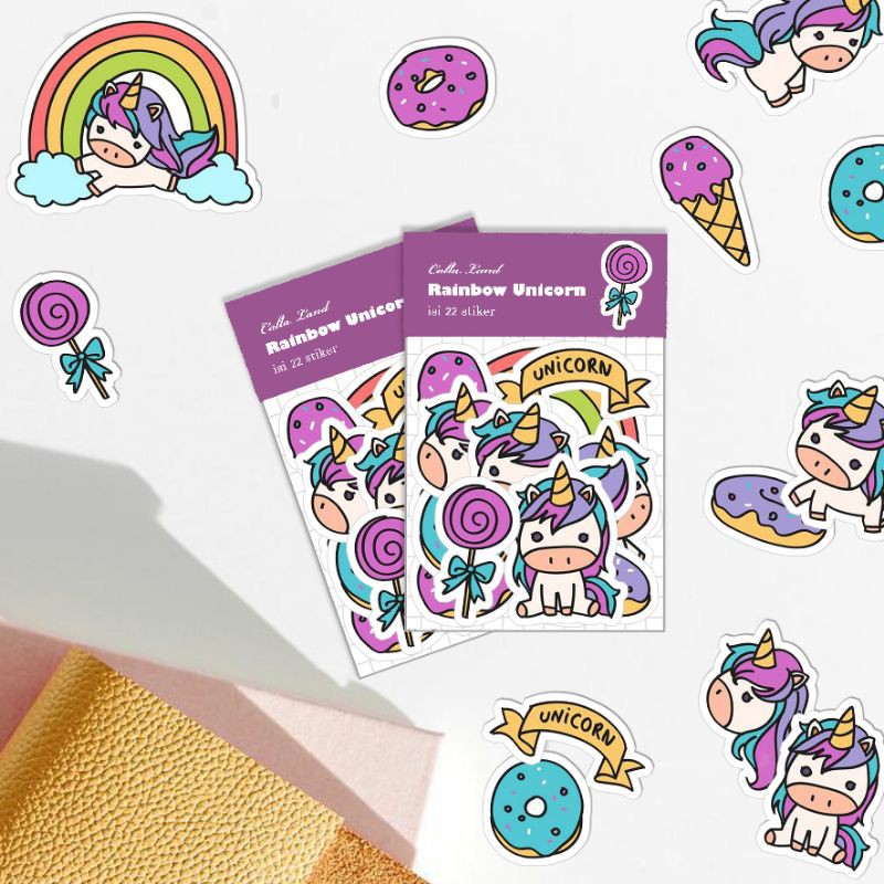Calla Land 22 ชิ้นสติ๊กเกอร์แพ็ค [UNICORN] Aesthetic Journal Decorative Planer ไดอารี่สมุดภาพ