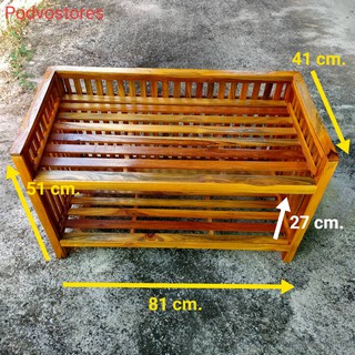 ชั้นวางรองเท้าไม้สัก  2 ชั้นวาง