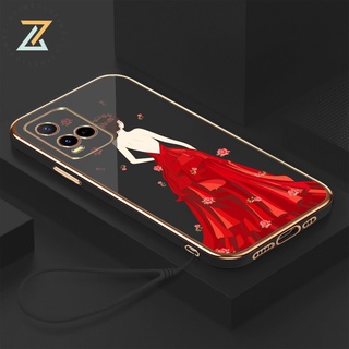 Zymello เคส OPPO Reno 7Z 5G Reno 6Z 5G A16 A15 Reno 5 5G Reno 7 5G Reno 4 4G A15S A54 4G หรูหรา 6D ชุดแต่งงานสีแดงสาวซิลิโคนเคสโทรศัพท์