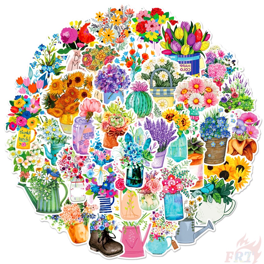 50Pcs/Set Flower Arrangement Art Series 01 สติ๊กเกอร์ DIY Fashion Waterproof Decals Doodle สติ๊กเกอร์