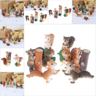 (hshk) 4 ชิ้น squirrel ตุ๊กตาเรซิ่นสําหรับติดตกแต่งสวน