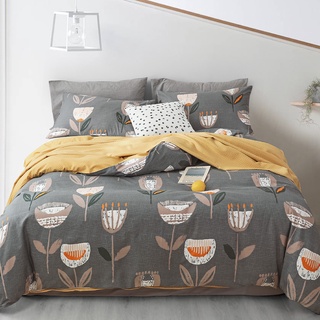 ผ้าปูเตียงคอตตอน Vana cotton bed set ลาย Grey tulip