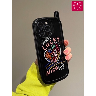 🔆Nolin~ เคสiPhone เคสโทรศัพท์มือถือ ลายหัวใจ ตัวอักษร lucky nice