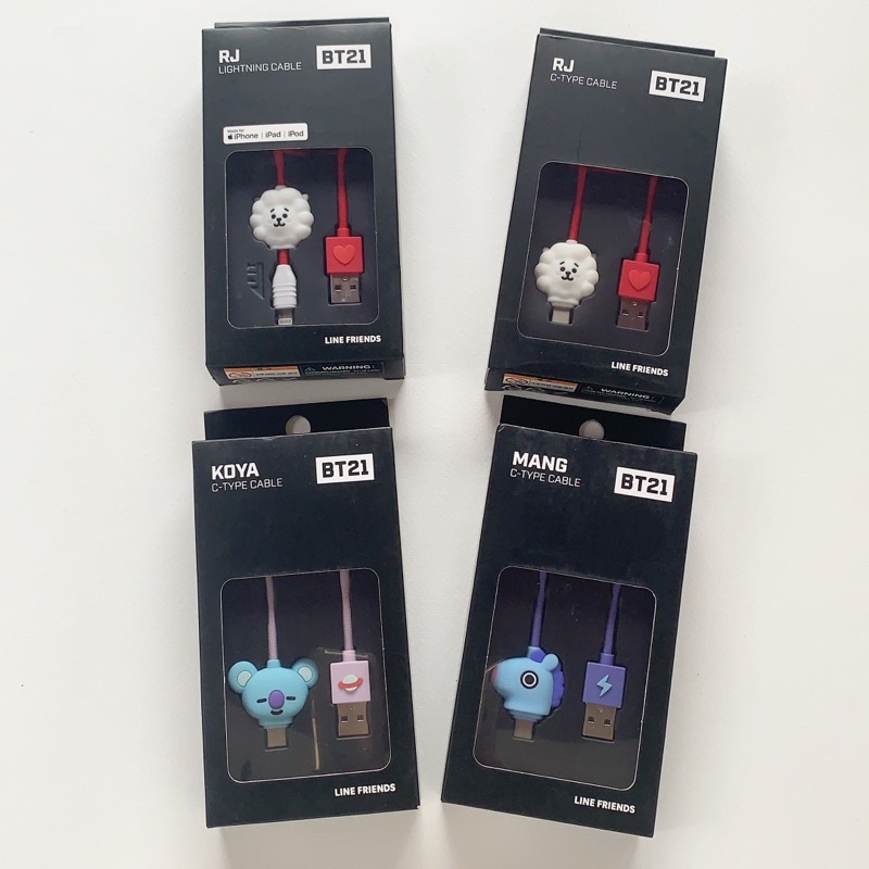 [#BT21] พร้อมส่ง!!! สายชาร์จโทรศัพท์มือถือ bt21 ของแท้🇰🇷💯✅