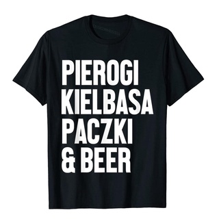 เสื้อยืดผ้าฝ้าย เสื้อยืดผ้าฝ้าย พิมพ์ลาย Pierogi Kielbasa Paczki Beer Dyngus Day สไตล์ยุโรป สําหรับผู้ชาย