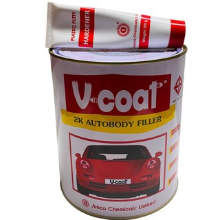 V coat สีโป้วแดง วีโค้ท กระป่องใหญ่ 4.5 Kg. พร้อมน้ำยา ใช้ โป้วหนา สัน ขอบ มุม