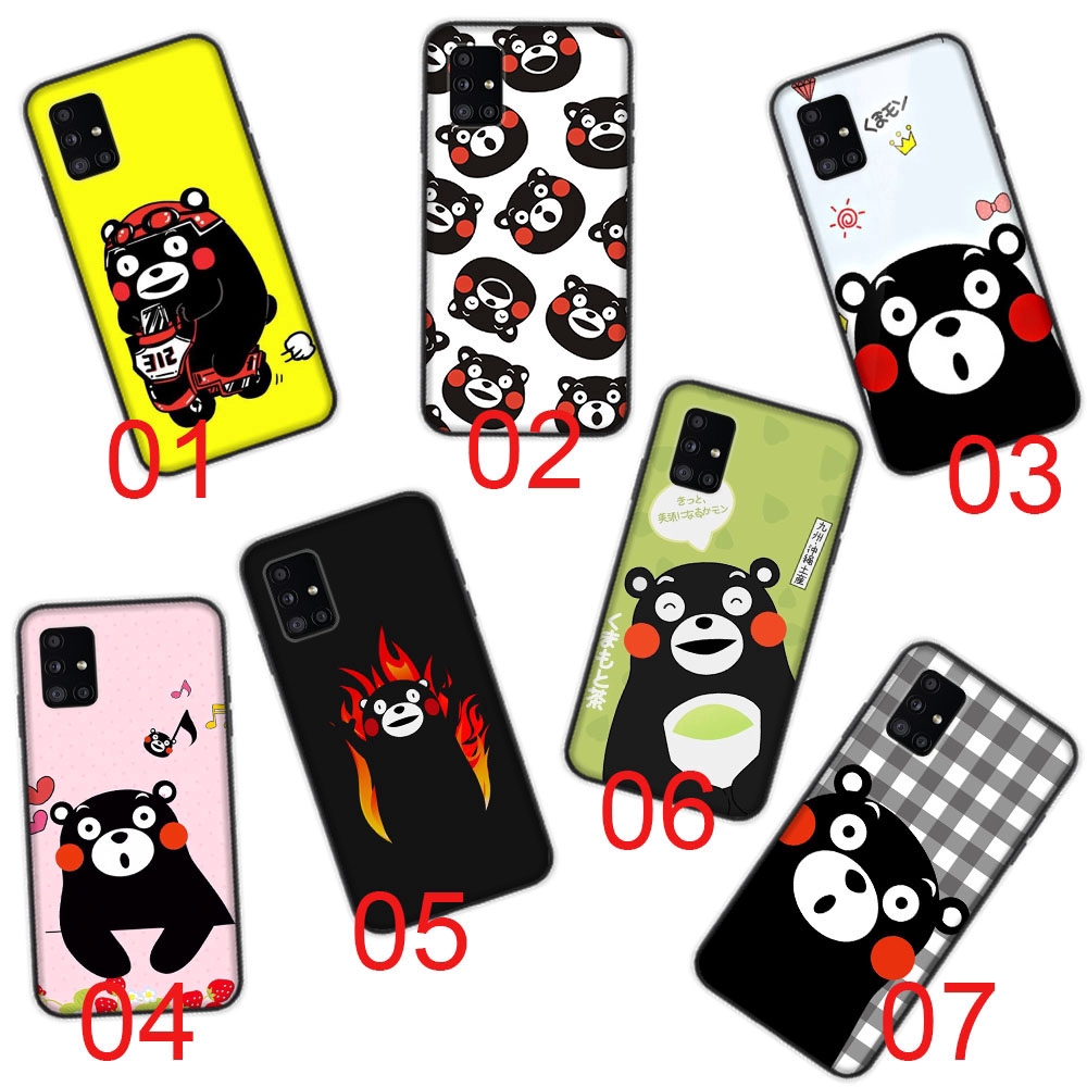 Kumamon Bear Design Black Soft Case เข้ากันได้กับ Samsung Galaxy S8 S7 S9 S10E Edge Plus