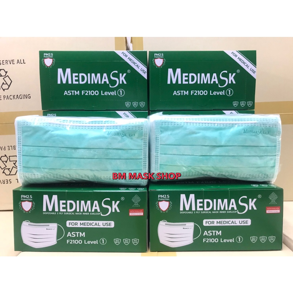 ⚡️⚡️FLASH SALE⚡️⚡️หน้ากากอนามัย MEDIMASK สีเขียวใช้การแพทย์ VFE99% ราคาพิเศษ