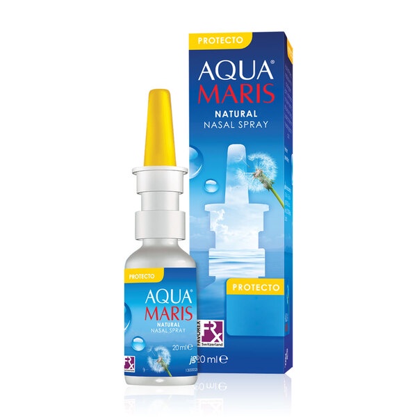 Aqua Maris Protecto อควา มาริส สเปรย์พ่นจมูก สูตรมายด์ไฮเปอร์โทนิก ให้ความชุ่มชื้น ลดอาการคัดแน่นจมูก ขนาด 20 ml 19069