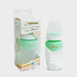 Thaiken ขวดนมซิลิโคนแบบนุ่ม 4oz ATTOON Silicone New Born Premium สีเขียว 101902