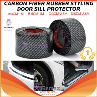 iRemax 5D Carbon Fiber Rubber Styling Car Door Sill Protector Goods Car Stickers For KIA Toyota BMW Audi Mazda