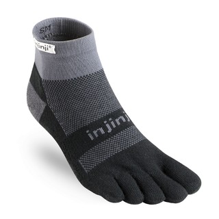 Injinji Run Midweight Mini-Crew Xtralife Gray/Black ถุงเท้าแยกนิ้ว ประเภทวิ่งถนน ข้อยาว