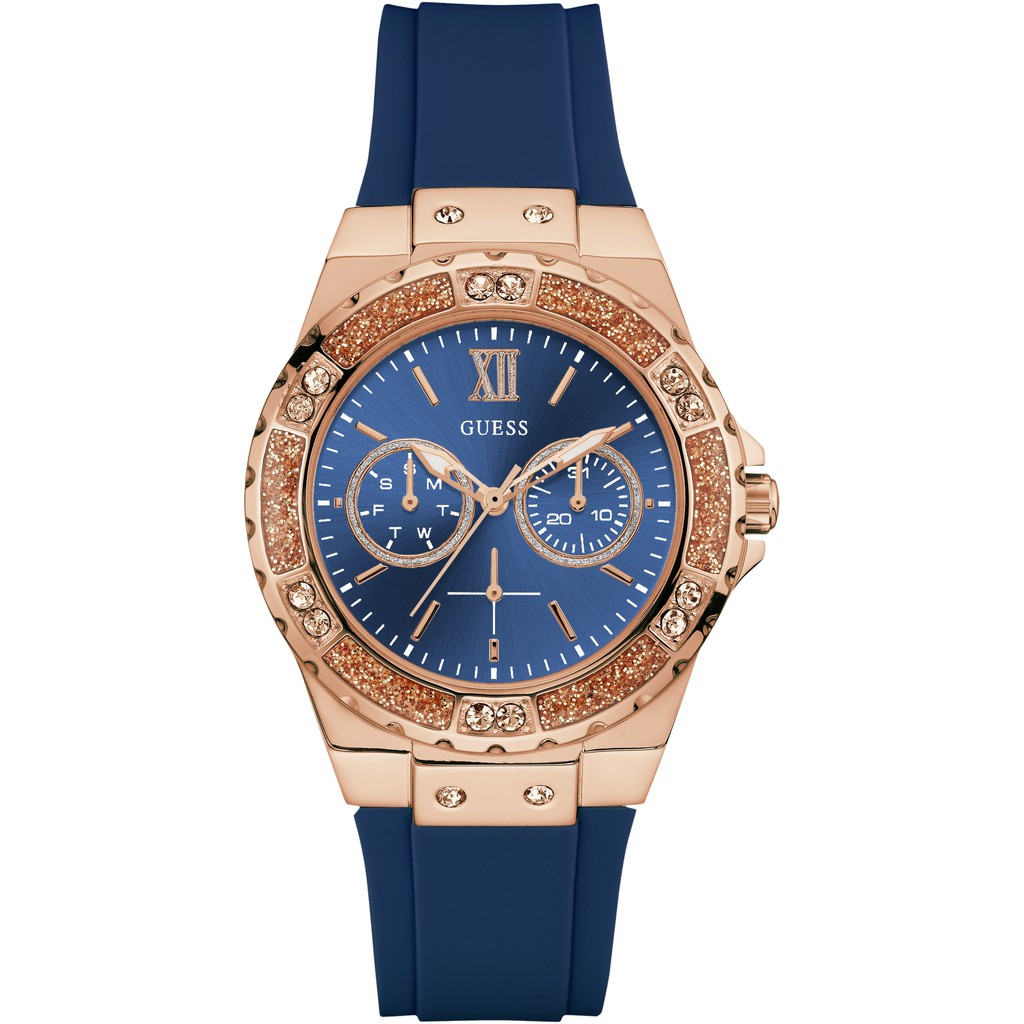 นาฬิกาข้อมือผู้หญิง Guess Limelight Blue Silicone Strap Ladies Watch W1053L1 Shopee Thailand