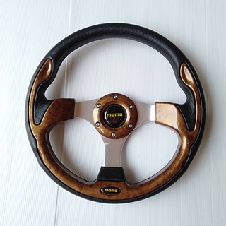 พวงมาลัย12นิ่วก้านตรง ใส่ทุกรุ่น ลายไม้ car steering wheels accessories T8