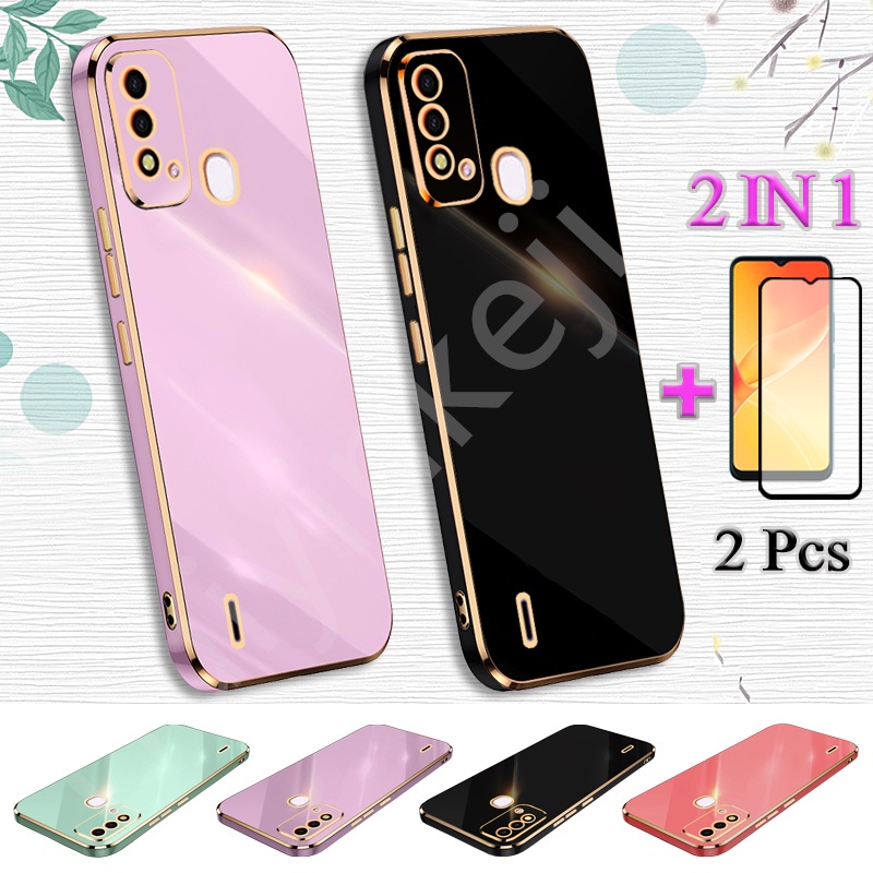 2 IN1 สําหรับ ITEL P37 Vision 2S P651L P651W ปลอกชุบพร้อมตัวป้องกันหน้าจอเซรามิกโค้ง